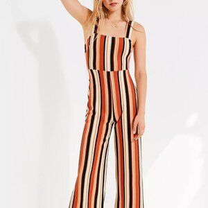 Urban Outfitters Delaney Orange Striped Jumpsuit Medium